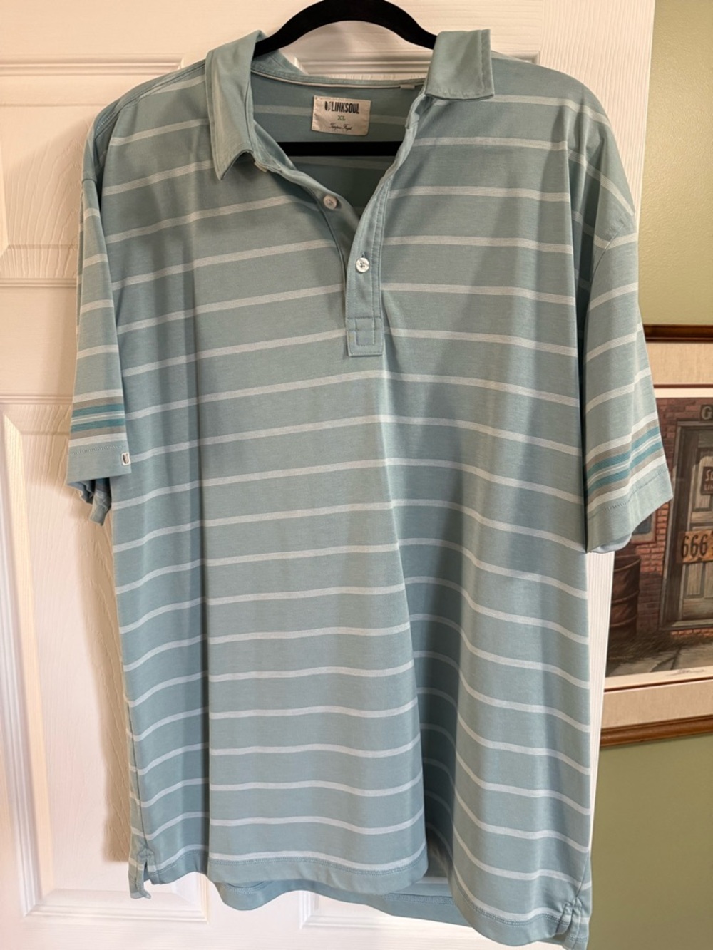 Men's Light Blue Striped Linksoul Polo